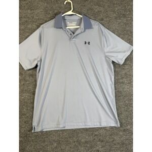 Under Armour HeatGear The Performance Polo Loose Fit Short Sleeve Blue Striped L